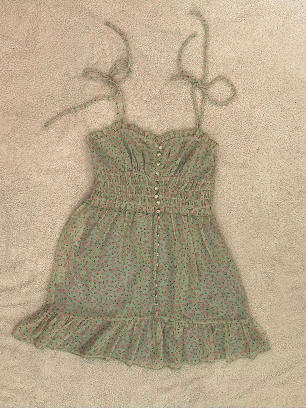 Sky to Moon Sage Green Ditsy Floral Mini Dress size M
